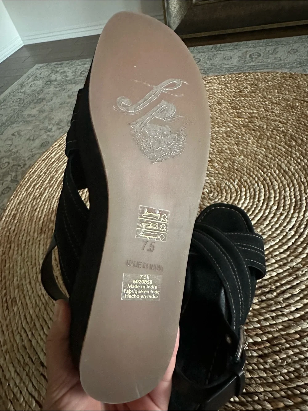 Free People Beach Party Platform Sandal in Black Suede Size 7.5